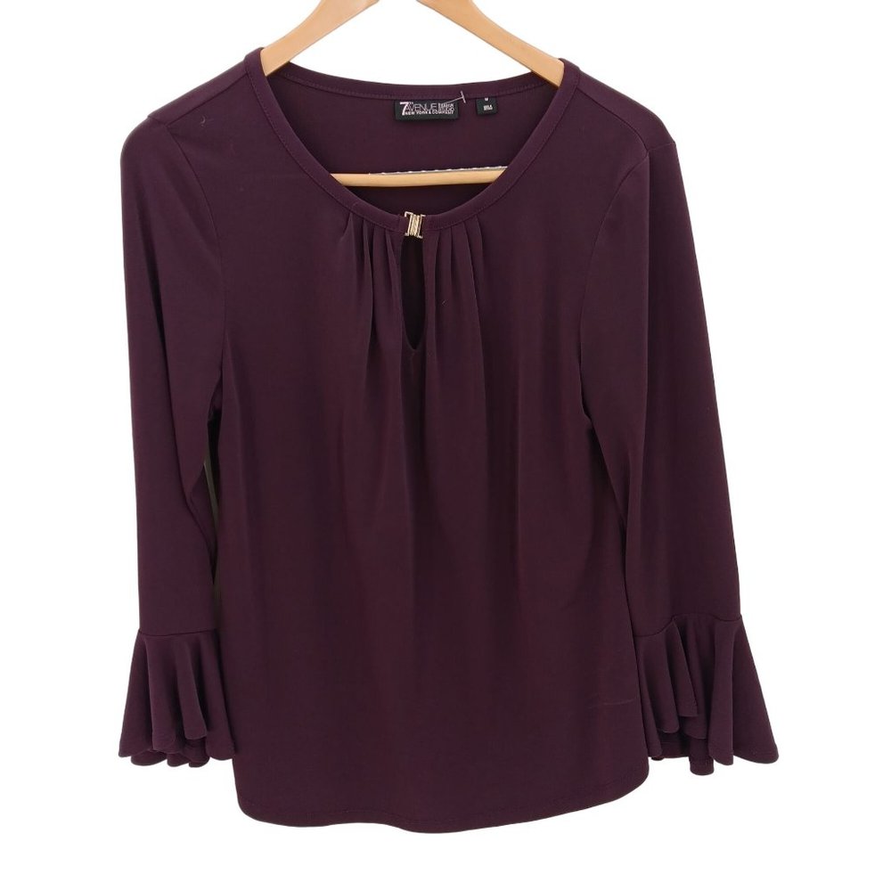 7TH AVENUE WOMENS PURPLE MEDIUM BLOUSE